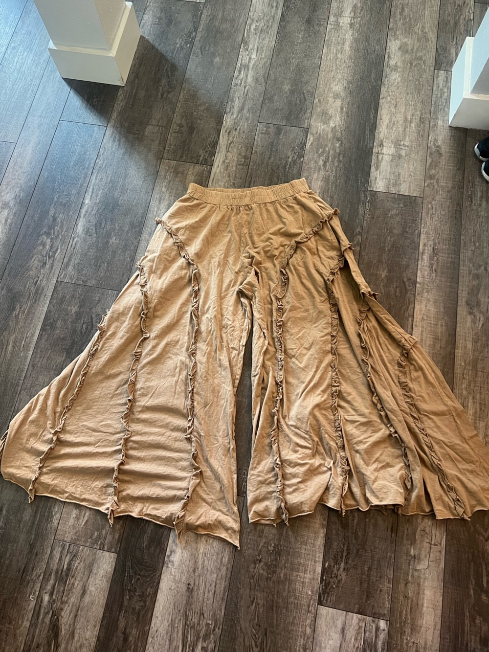 Oli & Hali Taupe Wide Leg Ruffle Pants - Picture 4 of 5